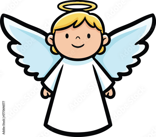 Angel with Wings and Halo vector illustration 