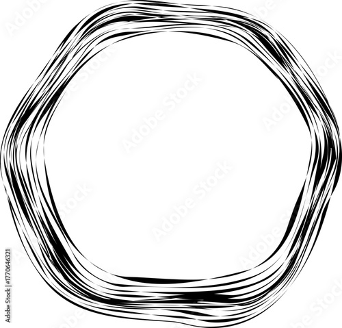 Circular form with irregular ripple edges producing distorted organic contour lines.