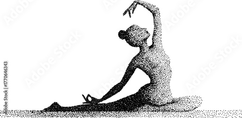 Elegant black and white illustration of classical goddess statue in graceful pose