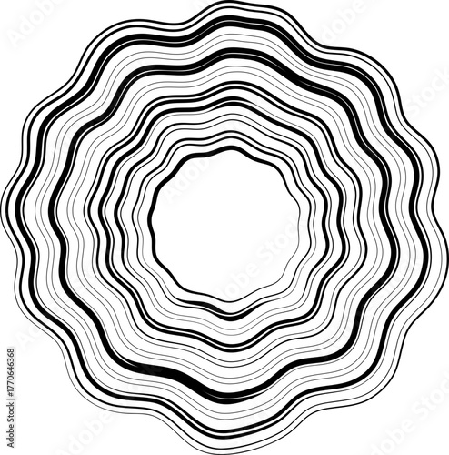 Circular ripple with multiple overlapping layers creating depth in contour patterns.