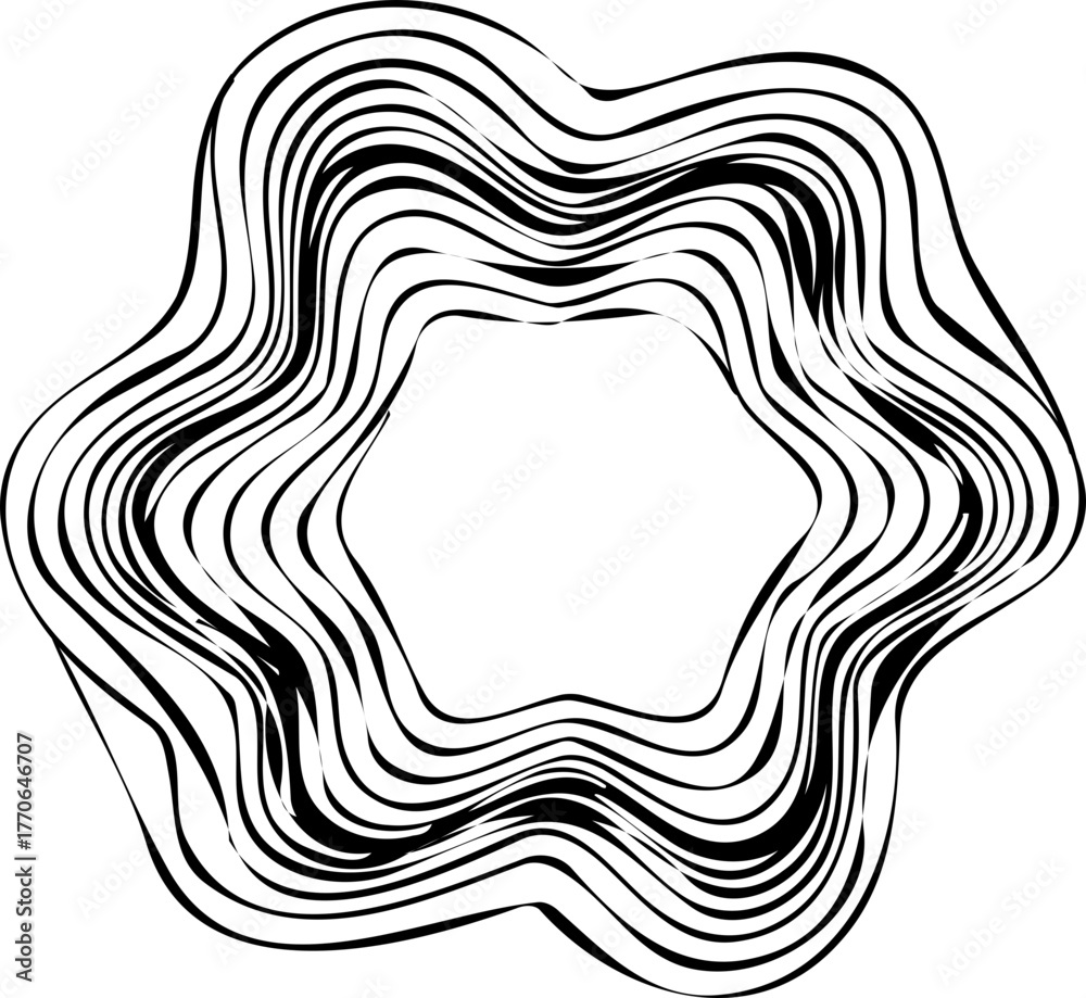 Obraz premium Star-shaped form with layered wave patterns creating radiating repetition.