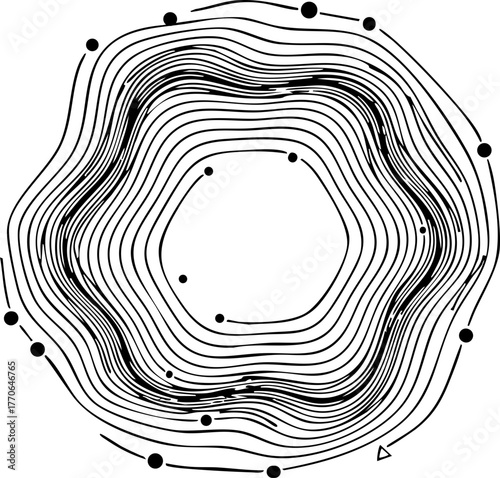 Thick wave rings overlapping concentrically producing textured circular pattern.