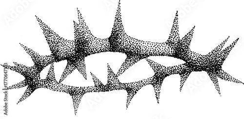 Black and white illustration of a crown of sharp thorns for design and decorative art