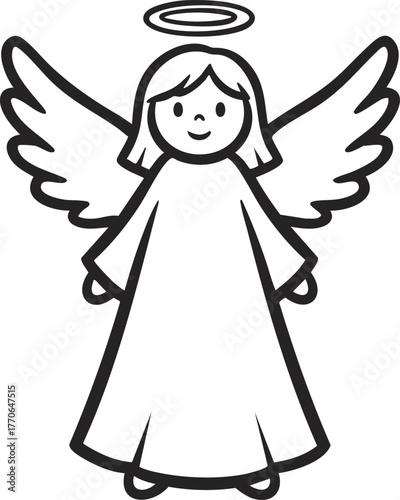 Angel with Wings and Halo vector illustration 