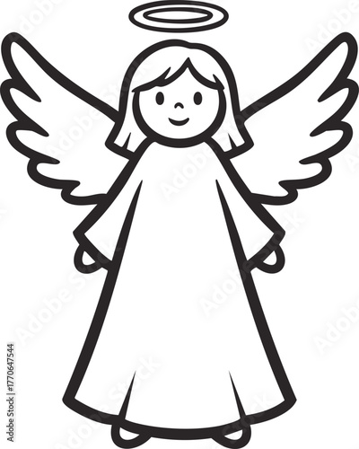 Angel with Wings and Halo vector illustration 