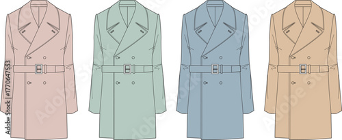 Variety of Pastel-Colored Trench Coats A Stylish Collection for Everyday Wear and Fashion Choices
