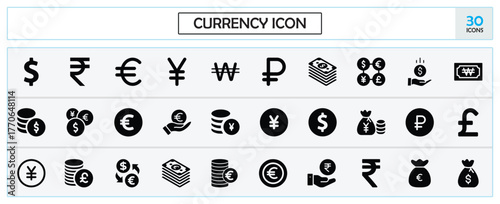 Currency icon depicting money exchange, financial transaction, or international trade concept.