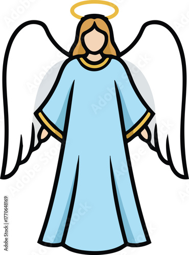 Angel with Wings and Halo vector illustration 