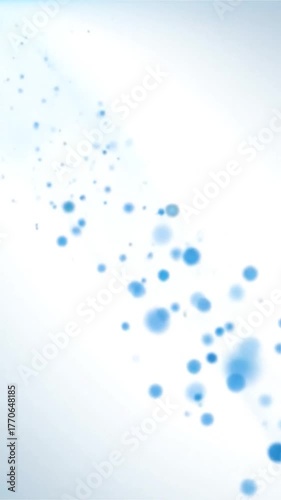 Abstract design with blurred blue spheres scattered across a white background