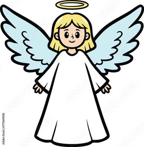 Angel with Wings and Halo vector illustration 