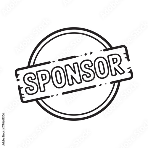 Black and white sponsor stamp graphic with distressed texture