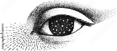 Cosmic vision in black and white: surreal eye art for creative design