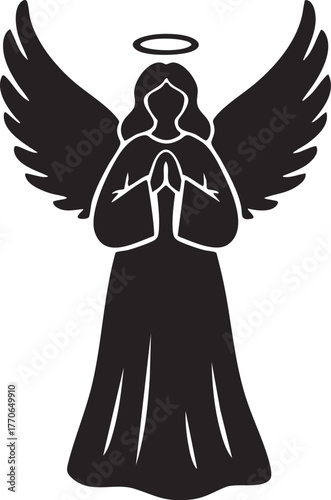 Angel with Wings and Halo vector illustration 