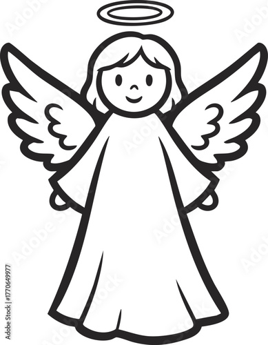 Angel with Wings and Halo vector illustration 