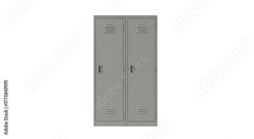 Gray Metal Double Door Locker for Storage and Security.