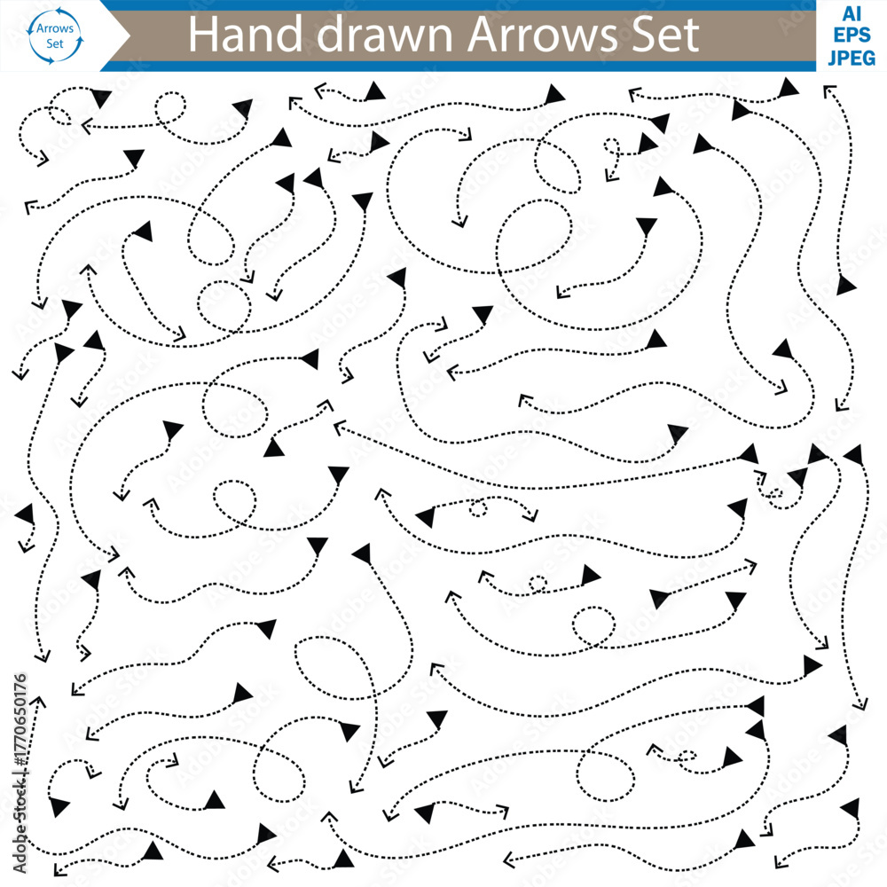 Fototapeta premium Hand drown doodle decorative arrow collection