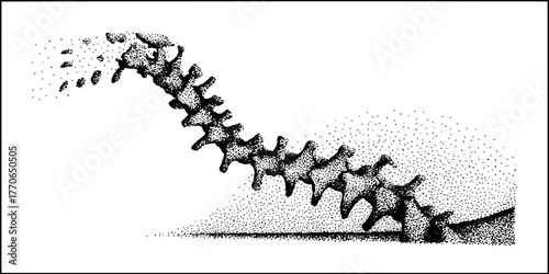 Abstract black and white human spine transformation illustration for creative projects