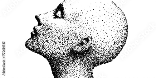 Marble bust portrait in halftone style – classic art with modern dotwork technique