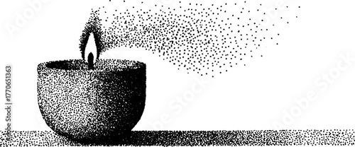 Elegant marble candle holder with black and white dotwork design