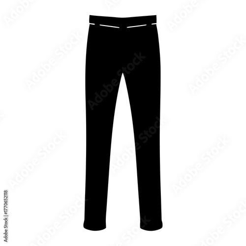 Silhouette of black slim fit trousers or pants for men or women