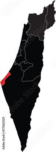 Vector Map of Gaza Strip on Israel Map