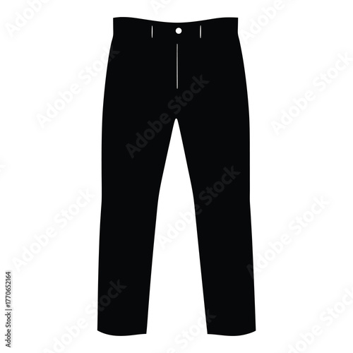 Silhouette of classic black trousers isolated on white background for fashion design