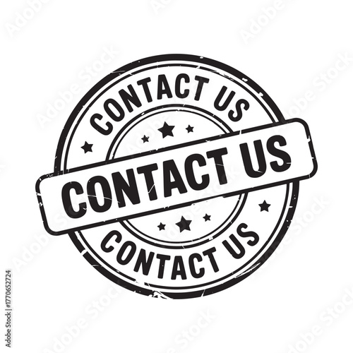 Contact us stamp graphic with circular and diagonal text
