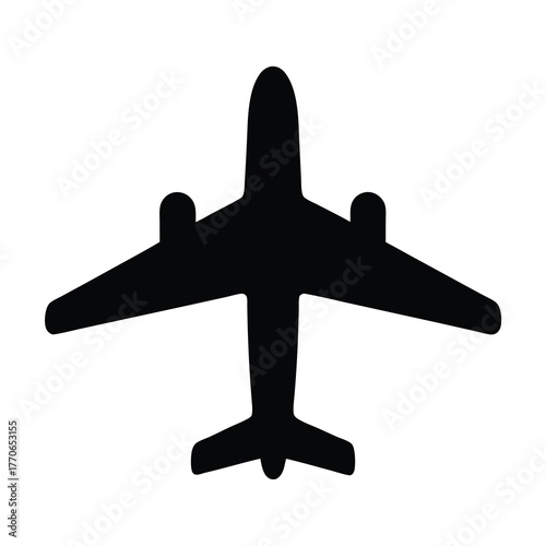 Silhouette of an airplane representing air travel and transportation concept