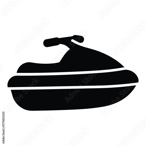 Simplified monochrome illustration of a modern personal watercraft or jet ski