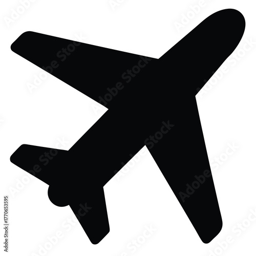 Silhouette of a commercial airplane, aircraft transportation, travel, and flying