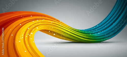 Colorful rainbow with a white background. The rainbow is made up of different colors, including red, orange, yellow