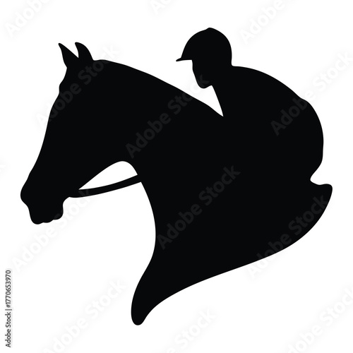Equestrian Silhouette Depicting Horse and Rider in Motion for Sporting Events