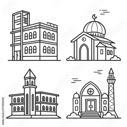 vector-line-icons-of-buildings---office--house--sc.eps