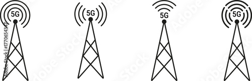 5G Tower Icons — wireless network and communication symbols