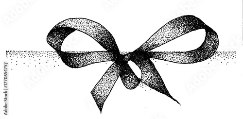 Elegant silk ribbon in black and white stipple art for classic design