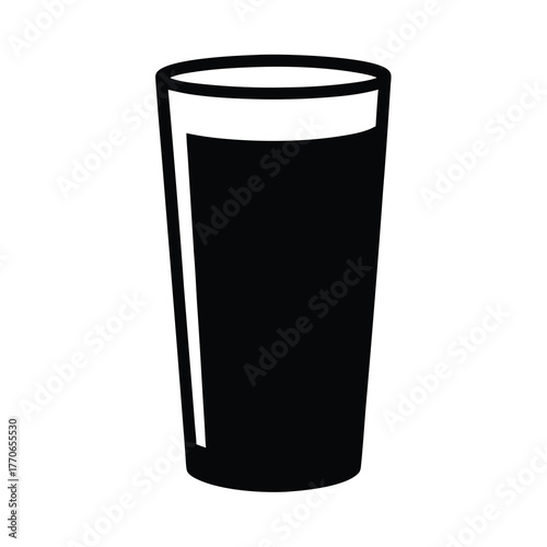 Silhouette image of a full pint glass showing a dark liquid content