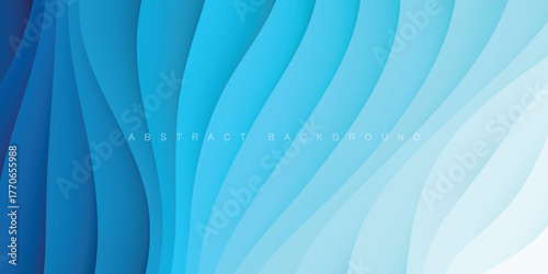 Overlapping gradient blue wavy paper cut abstract background vector design