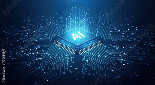 Artificial Intelligence Processor Digital Technology Concept Illustration
