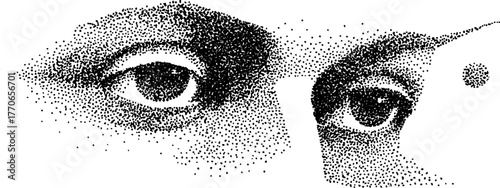 Mystical third eye symbolism in black and white dotwork for design and meditation