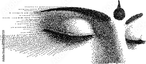 Mystical third eye opening in black and white - spiritual awakening concept for design