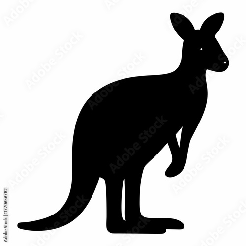 Silhouette of a Kangaroo, a Marsupial Native to Australia, Isolated on White