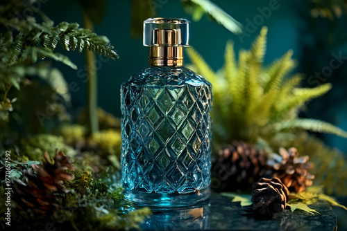 Wallpaper Mural Elegant perfume bottle surrounded by lush greenery and natural elements, capturing a serene essence of nature. Torontodigital.ca