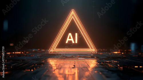 Wallpaper Mural Futuristic AI symbol glowing in a dark environment, representing advanced technology and innovation. Torontodigital.ca