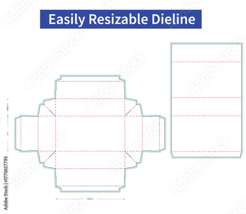 Food drawer box ,Sleeve match box style dieline template and 3d box.eps