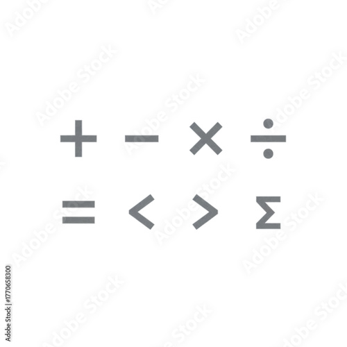 Mathematical Symbols Icons Set for Education and Calculations