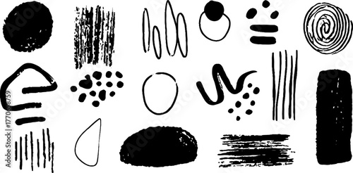Minimalist abstract black and white doodles for creative design and decoration