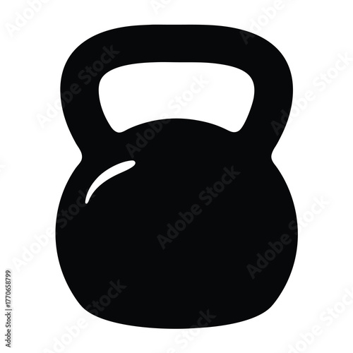 Simple black silhouette illustration of a kettlebell for strength training and exercise