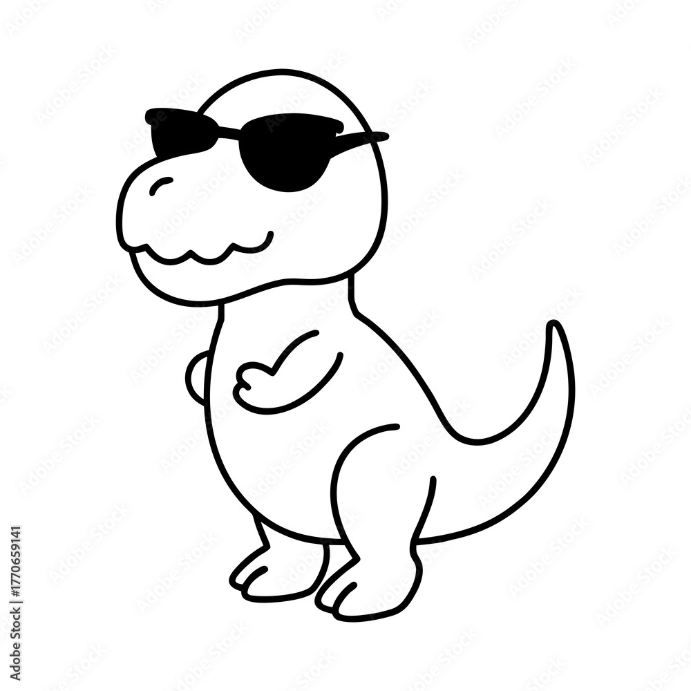 Obraz premium a cute dinosaur wearing sunglasses 