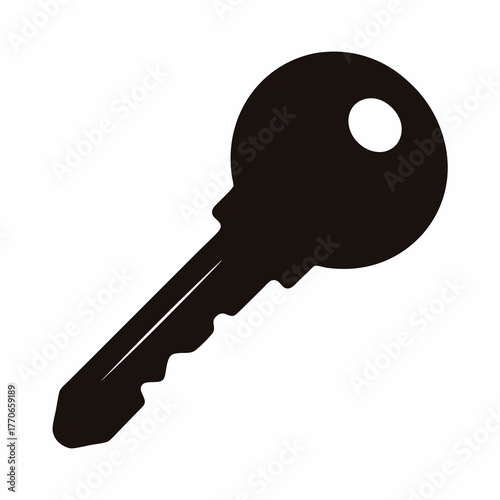 A simple black silhouette of a standard pin tumbler lock key