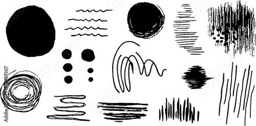Minimalist black and white abstract doodle collection for artistic designs